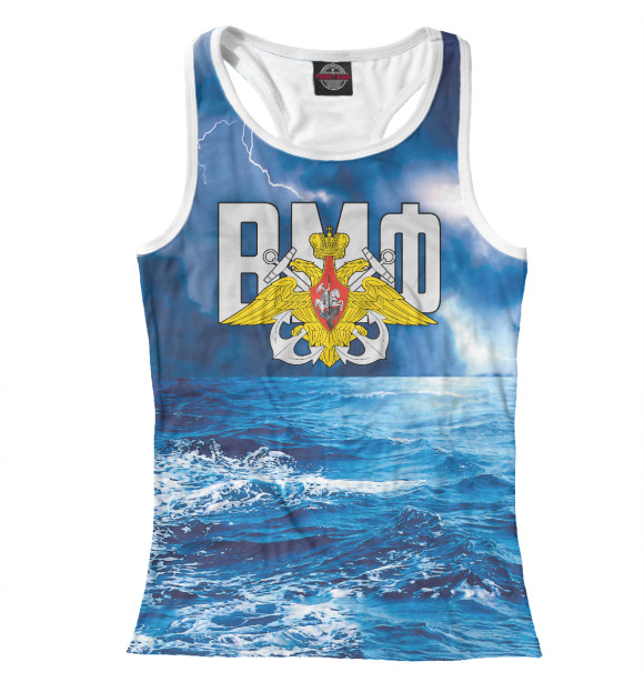Женская майка-борцовка с изображением Военно Морской Флот цвета Белый