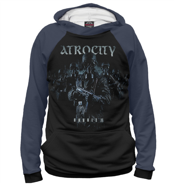 Мужское худи с изображением Atrocity цвета Белый