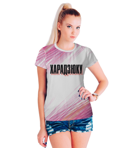 Женская футболка с изображением Харадзюку | Радужный Фон цвета Белый