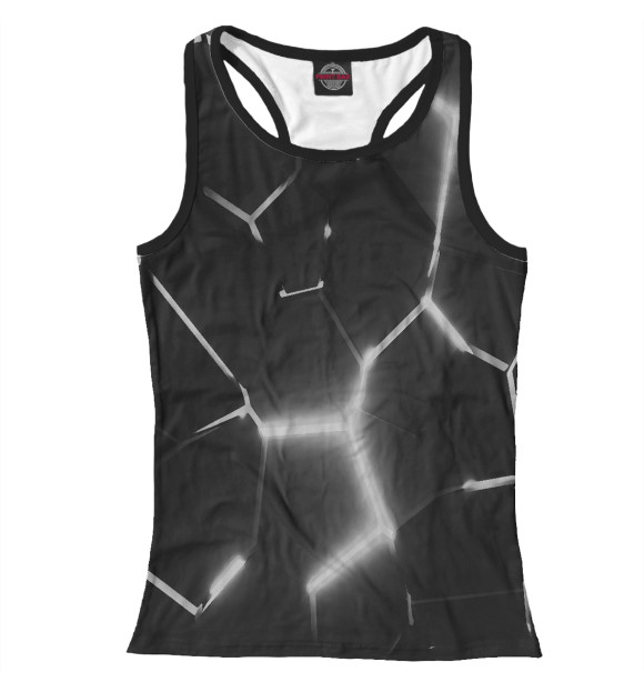 Женская майка-борцовка с изображением 3D ПЛИТЫ | ЧЕРНО-БЕЛЫЙ | РАЗЛОМЫ цвета Белый