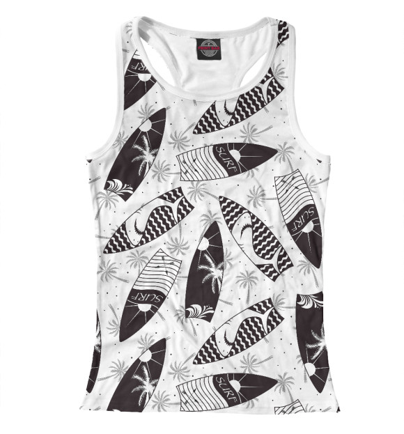 Женская майка-борцовка с изображением Доски для серфинга цвета Белый