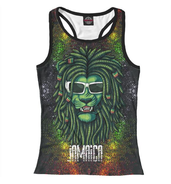 Женская майка-борцовка с изображением Lion Jamaica цвета Белый