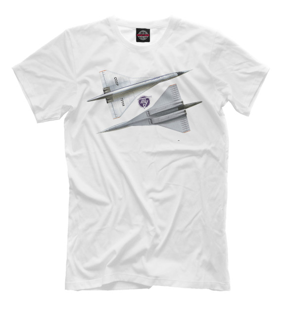 Мужская футболка с изображением Самолет ТУ-144 цвета Белый