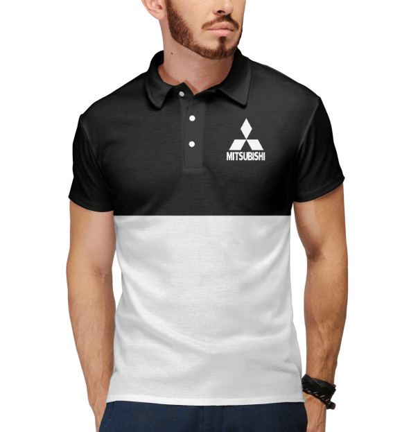 Мужское поло с изображением Mitsubishi цвета Белый