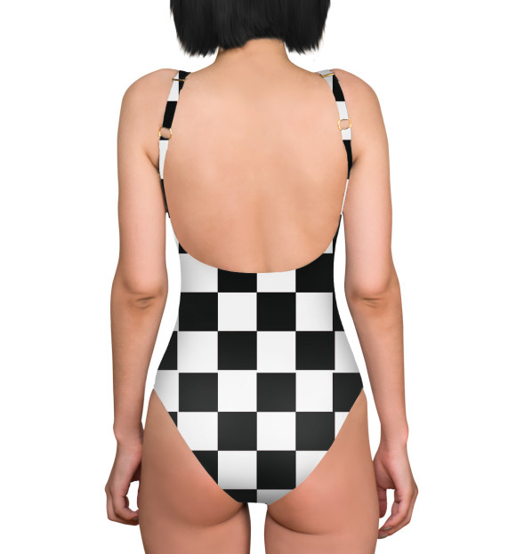 Купальник-боди с изображением Доска шахматная цвета Белый