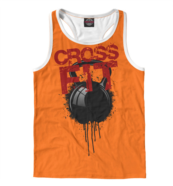 Мужская майка-борцовка с притом Кроссфит цвета Белый Мужская майка-борцовка с изображением Кроссфит цвета Белый