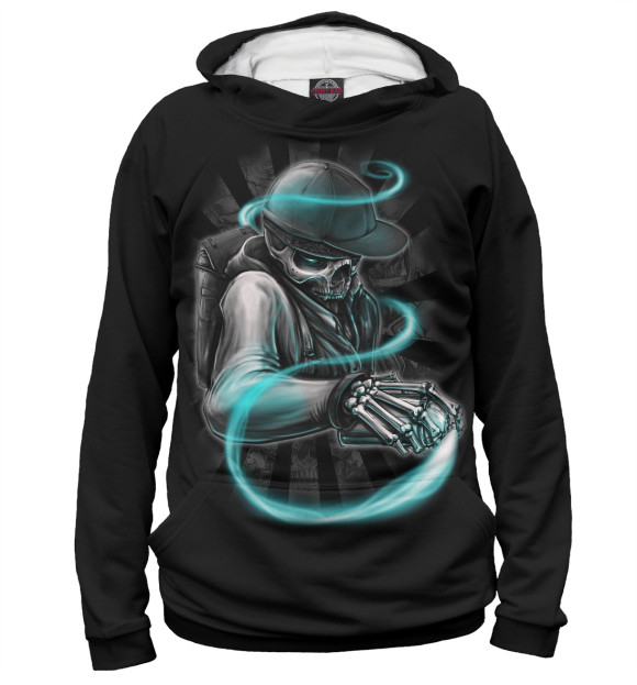 Женское худи с изображением Neon Skull цвета Белый