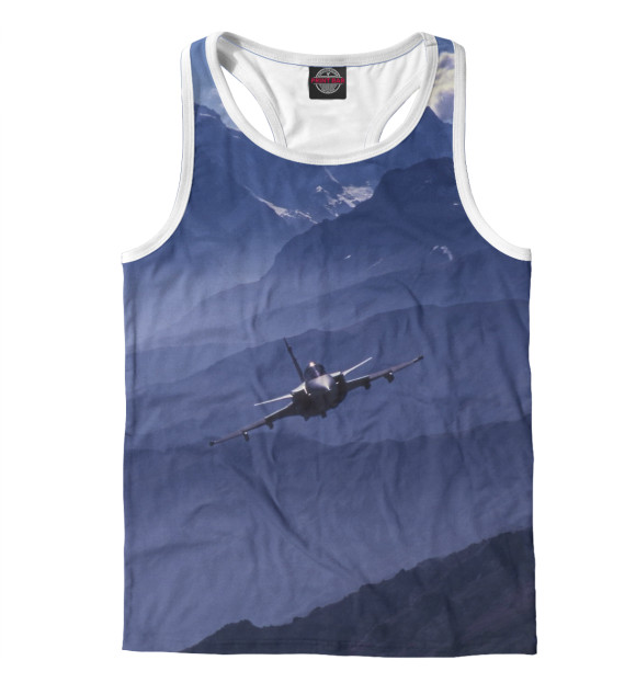 Мужская майка-борцовка с изображением Истребитель цвета Белый