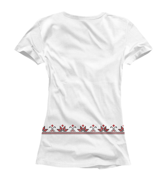 Женская футболка с изображением Белорусская вышиванка цвета Белый