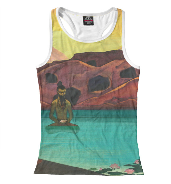 Женская майка-борцовка с изображением Лотос цвета Белый