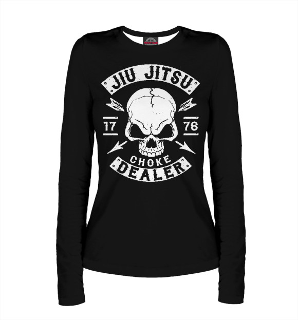 Женский лонгслив с притом Jiu Jitsu цвета Белый Женский лонгслив с изображением Jiu Jitsu цвета Белый