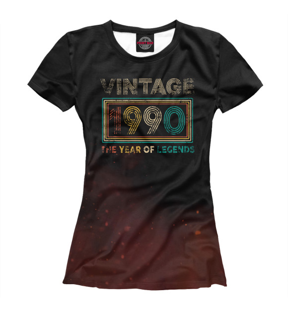 Футболка для девочек с изображением Vintage 1990 цвета Белый