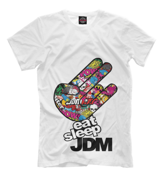 Футболка для мальчиков с изображением Eat Sleep JDM цвета Молочно-белый