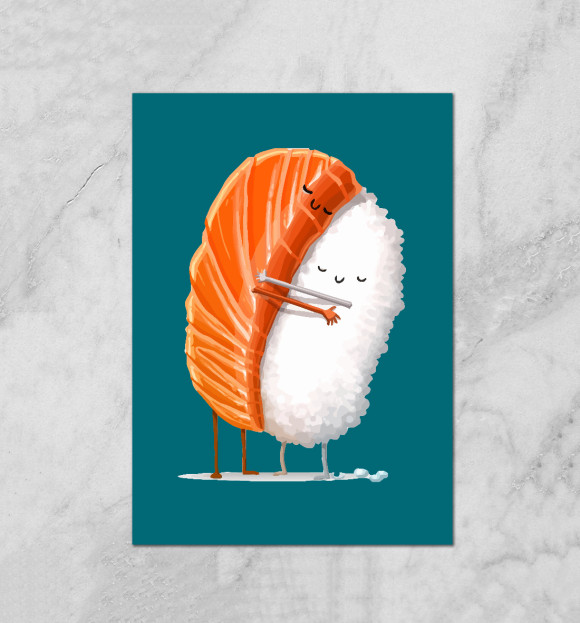 Плакат с притом Sushi Love цвета Белый Плакат с изображением Sushi Love цвета Белый