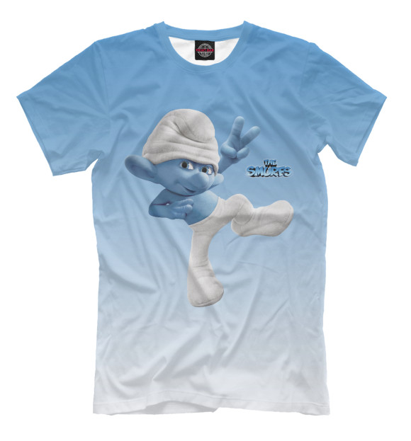 Мужская футболка с изображением Смурфики цвета Молочно-белый