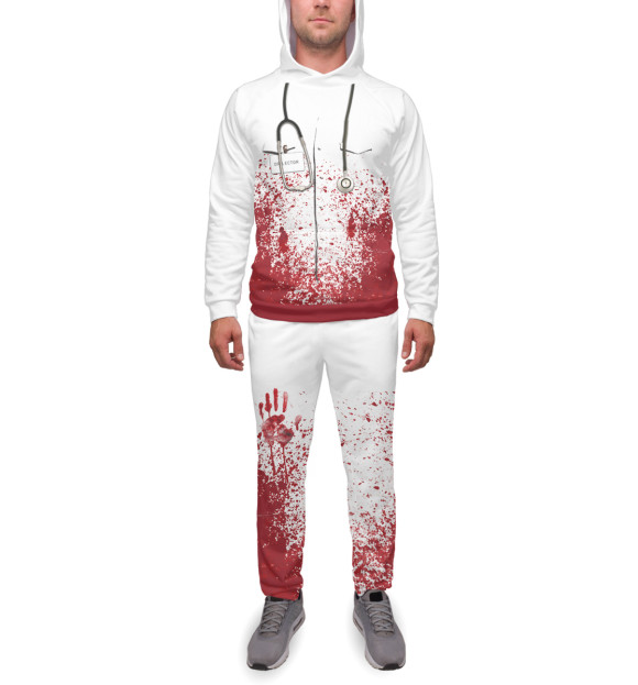 Мужской спортивный костюм с изображением bloody doctor цвета Белый