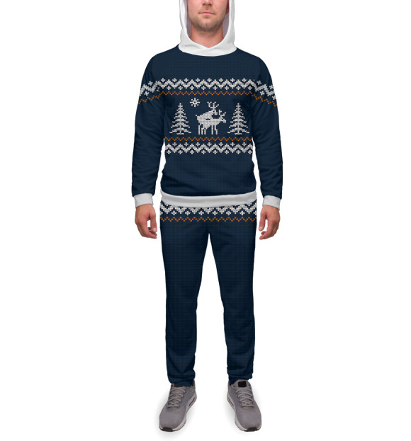 Мужской спортивный костюм с изображением Неприличные Олени цвета Белый