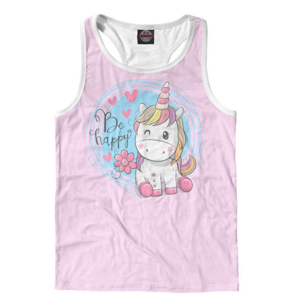 Мужская майка-борцовка с изображением Единорог цвета Белый