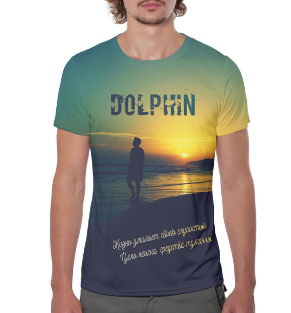 Мужская футболка с изображением Дельфин цвета Белый