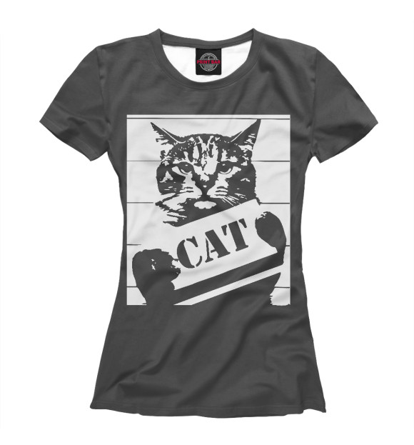 Футболка для девочек с изображением Bad Cat цвета Белый
