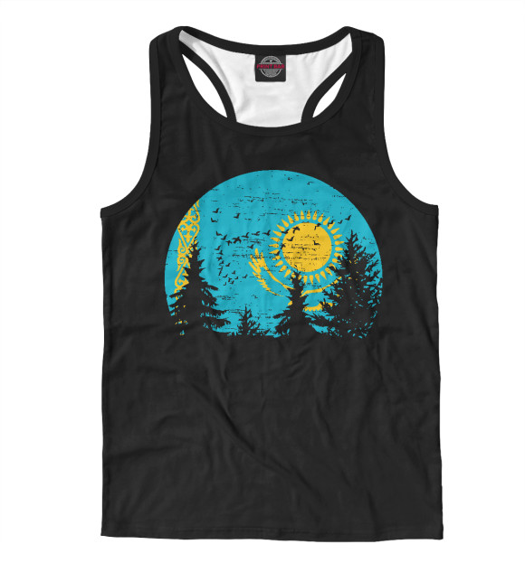 Мужская майка-борцовка с изображением Казахстан цвета Белый