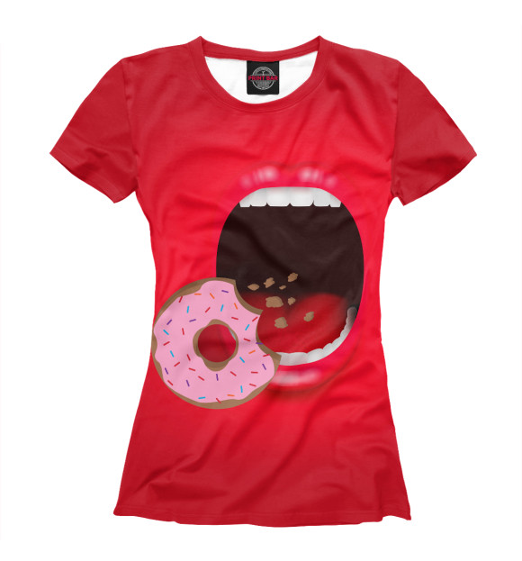 Футболка для девочек с притом Пончик цвета Белый Футболка для девочек с изображением Пончик цвета Белый
