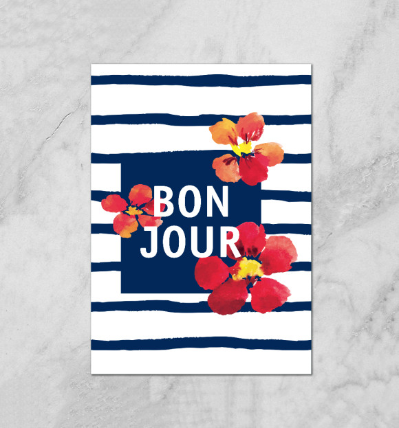 Плакат с притом Bonjour цвета Белый Плакат с изображением Bonjour цвета Белый