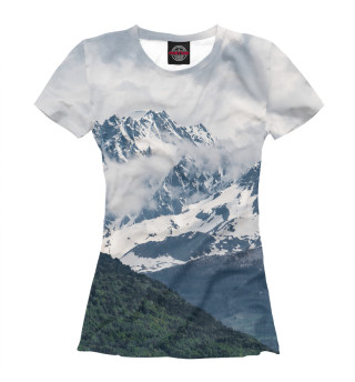 Женская футболка Снег в горах