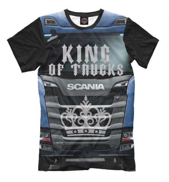Мужская футболка с изображением SCANIA - король грузовиков цвета Черный