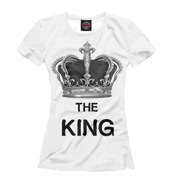 Женская футболка с изображением Парные KING & Queen цвета Белый