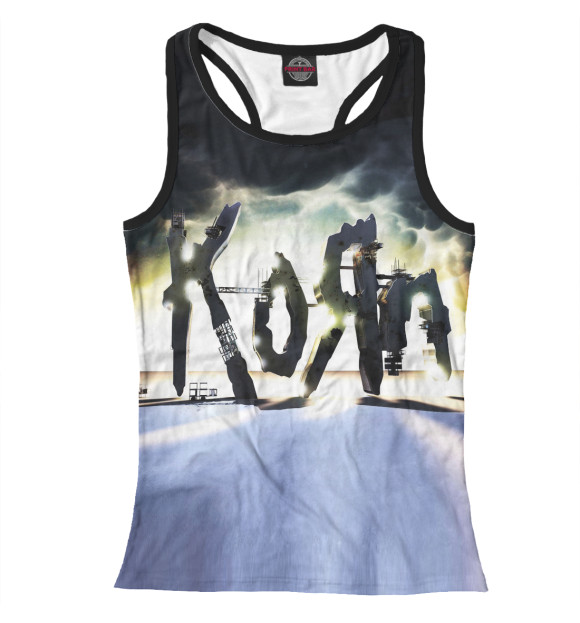 Женская майка-борцовка с изображением KoЯn цвета Белый