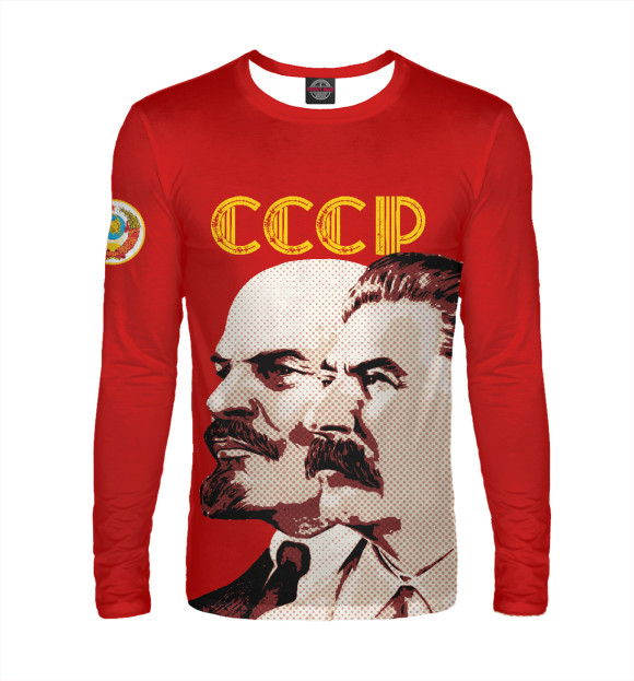 Мужской лонгслив с изображением Ленин - Сталин цвета Белый