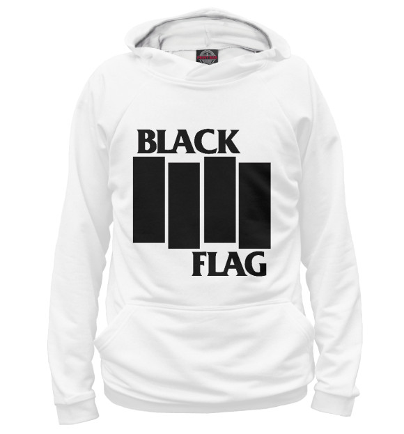Мужское худи с изображением Black Flag цвета Белый