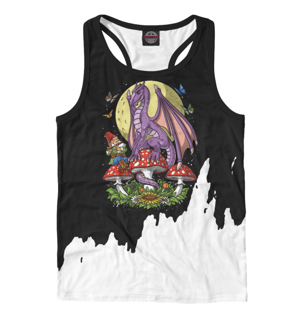 Мужская майка-борцовка с изображением Mushrooms Dragon цвета Белый