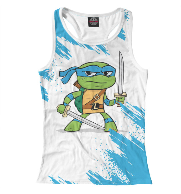 Женская майка-борцовка с изображением Черепашки-ниндзя Леонардо цвета Белый