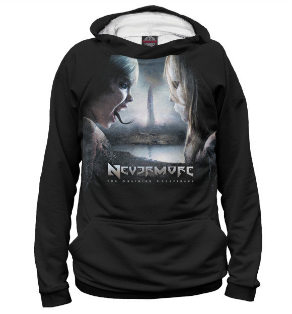 Мужское худи с изображением Nevermore цвета Белый