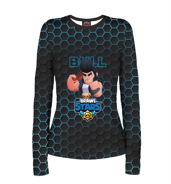 Женский лонгслив с изображением Булл. Brawl Stars цвета Белый