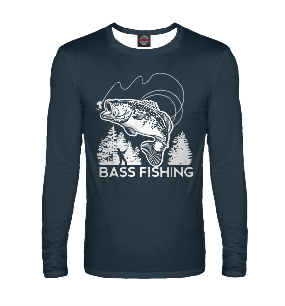 Мужской лонгслив с изображением Bass Fishing цвета Белый