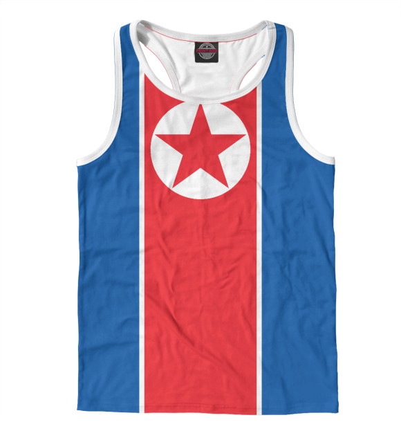 Мужская майка-борцовка с изображением Флаг Северной Кореи цвета Белый
