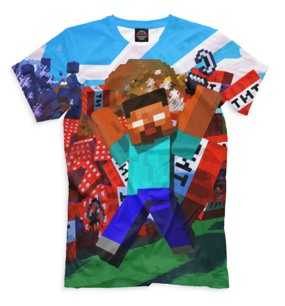 Мужская футболка с изображением Minecraft цвета Молочно-белый