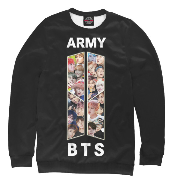 Свитшот для девочек с изображением BTS ARMY цвета Белый