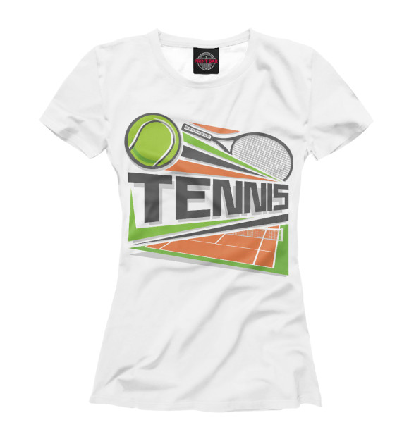 Женская футболка с изображением Теннис цвета Белый