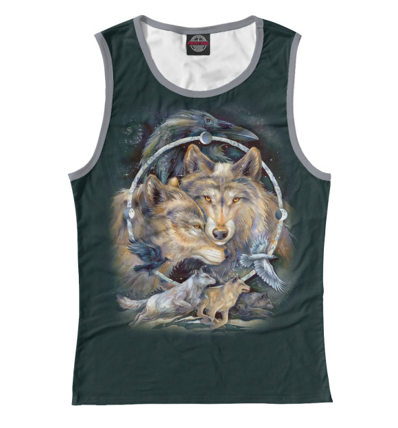 Майка для девочки с изображением Волки цвета Белый