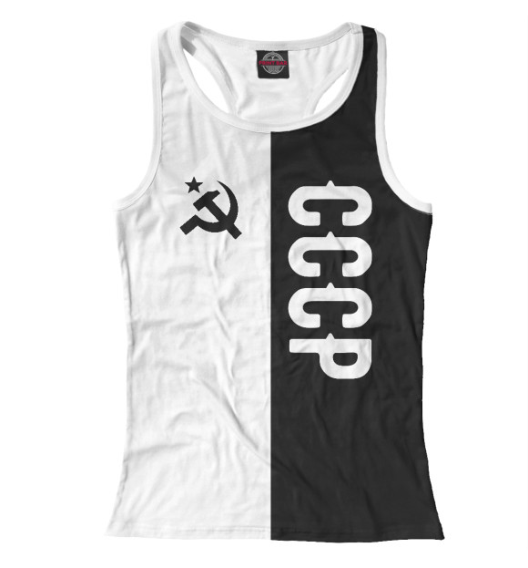 Женская майка-борцовка с изображением СССР Black&White цвета Белый