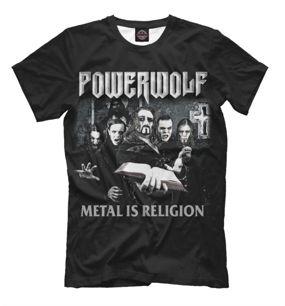 Футболка для мальчиков с изображением Powerwolf цвета Черный