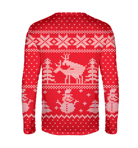 Мужской лонгслив с изображением Олени цвета Белый