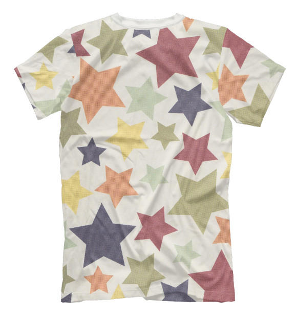 Мужская футболка с изображением Цветные звезды цвета Белый