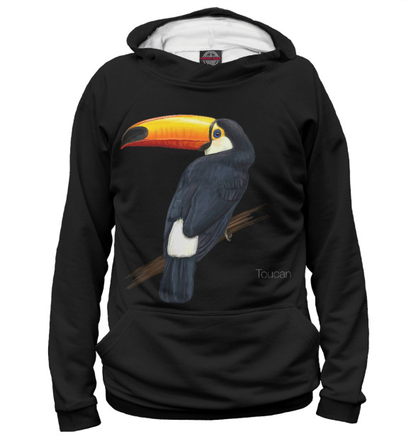 Мужское худи с изображением Тукан цвета Белый