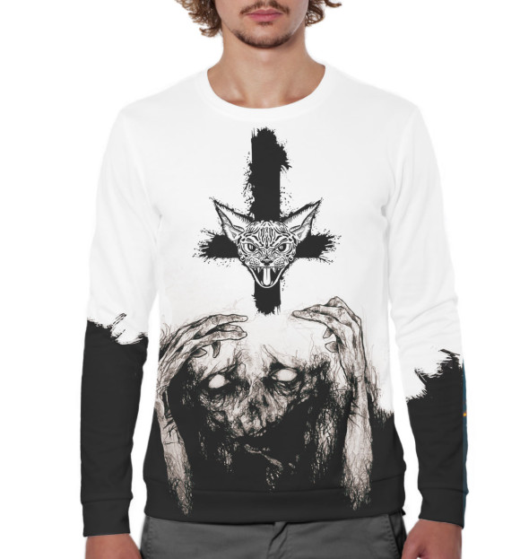 Мужской свитшот с изображением Хоррор цвета Белый