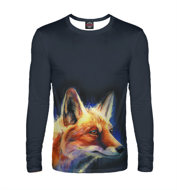 Мужской лонгслив с изображением Лиса цвета Белый